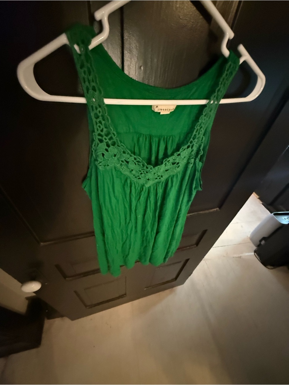 Forever 21 Green Crochet-Trim Tank Top
